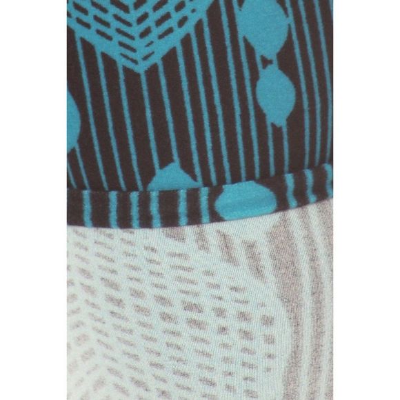 (Plus) Curvy Black White Blue Damask Floral Pattern Print Leggings - Picture 4 of 5